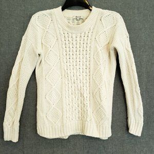 Madewell Chunky Knit Fisherman Sweater Cream